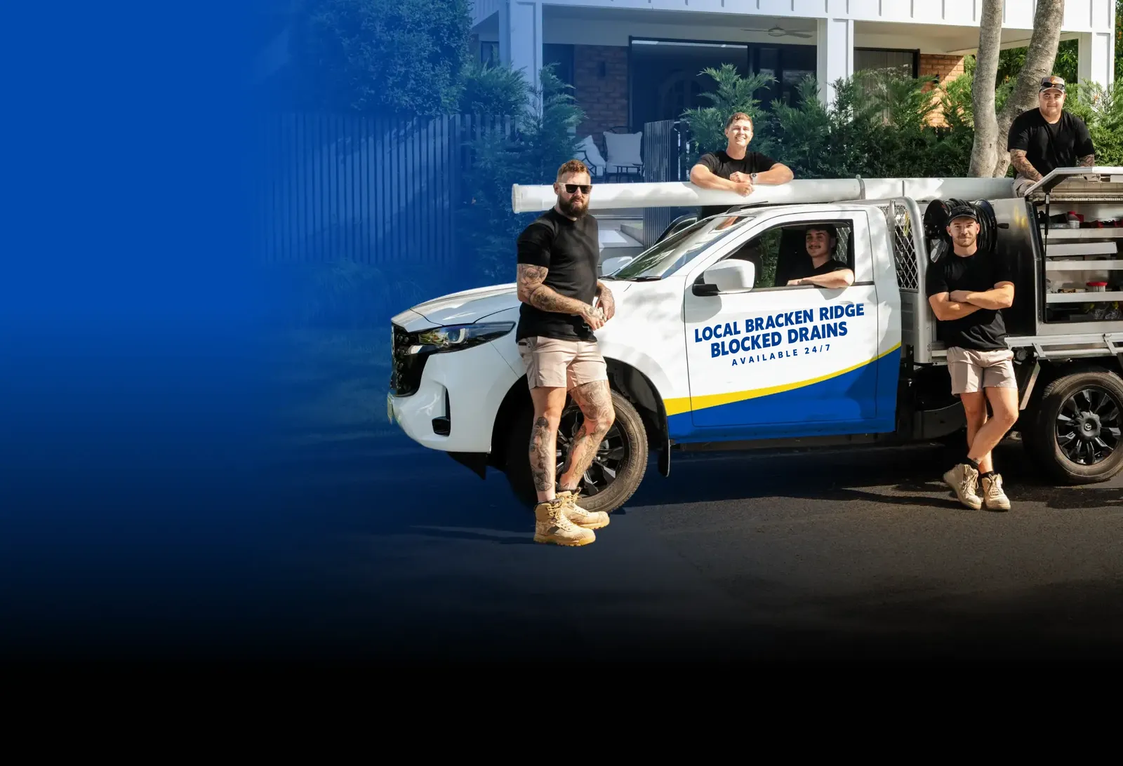 Local Bracken Ridge Blocked Drains team with the ute